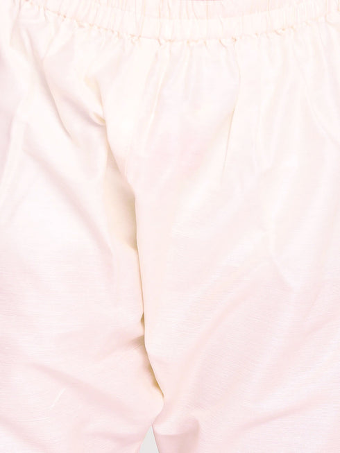 Boy's' Yellow And Cream Kurta Pyjama Set