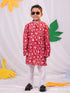Boy's' Red And White Kurta And Pyjama Set