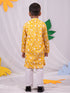 Boy's' Yellow And White Kurta And Pyjama Set