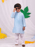 Boy's' Blue And White Kurta And Pyjama Set
