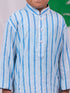 Boy's' Blue And White Kurta And Pyjama Set