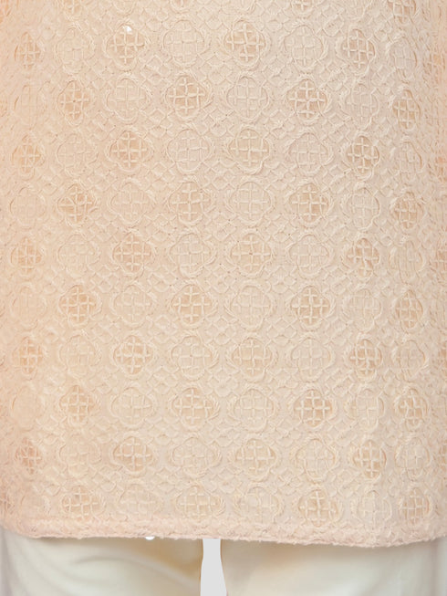 Boy's Peach Kurta And Pyjama Set