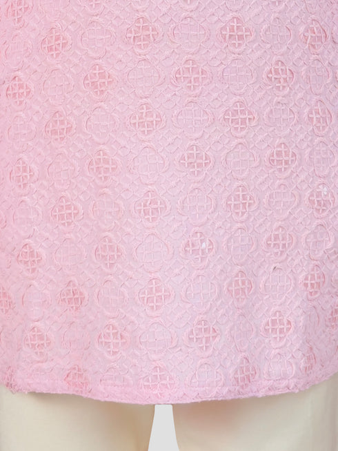 Boy's Pink Kurta And Pyjama Set