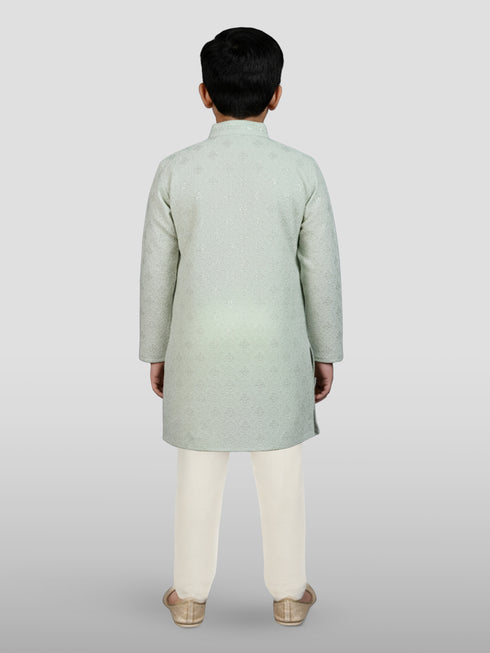 Boy's' Pista Green Kurta And Pyjama Set