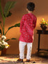 Infant Boy's' Pink And White Cotton Kurta And Pyjama Set