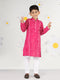 Infant Boy's' Pink And White Cotton Kurta And Pyjama Set