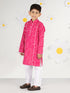 Infant Boy's' Pink And White Cotton Kurta And Pyjama Set