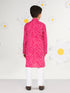 Infant Boy's' Pink And White Cotton Kurta And Pyjama Set