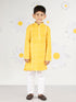 Infant Boy's' Yellow And White Cotton Kurta And Pyjama Set