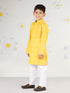 Infant Boy's' Yellow And White Cotton Kurta And Pyjama Set