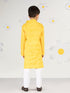 Infant Boy's' Yellow And White Cotton Kurta And Pyjama Set