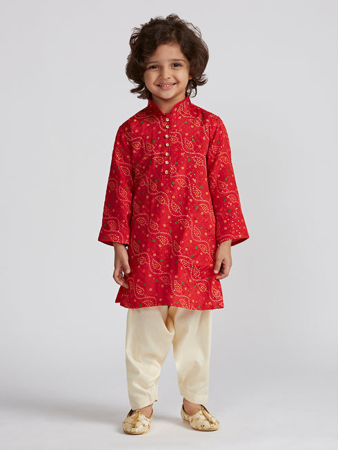 Boy's' Red Kurta And Patiala Set