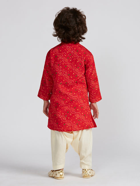 Boy's' Red Kurta And Patiala Set