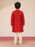 Boy's Red Viscose Kurta with Cream Pyjama