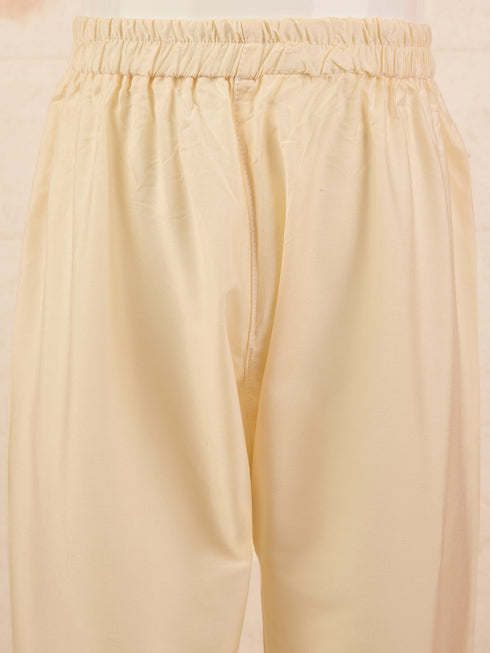 Boy's Red Viscose Kurta with Cream Pyjama