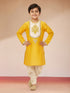 Boy's Yellow Viscose Kurta with Cream Dhoti