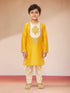 Boy's Yellow Viscose Kurta with Cream Dhoti