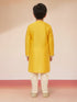 Boy's Yellow Viscose Kurta with Cream Dhoti