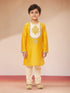 Boy's Yellow Viscose Kurta with Cream Pyjama