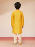 Boy's Yellow Viscose Kurta with Cream Pyjama