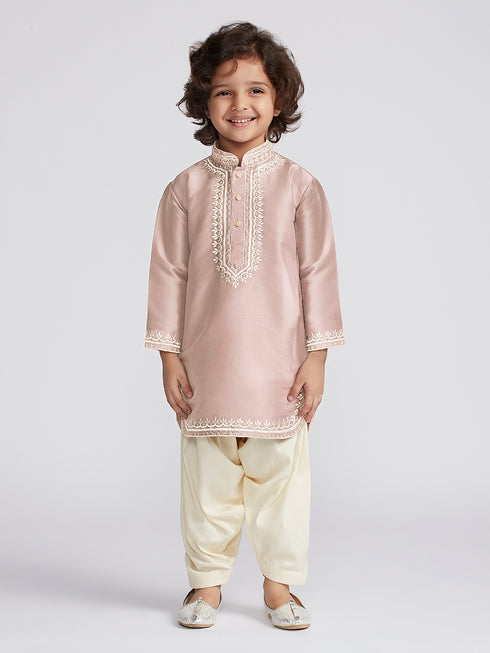 Boy's' Peach Kurta And Patiala Set