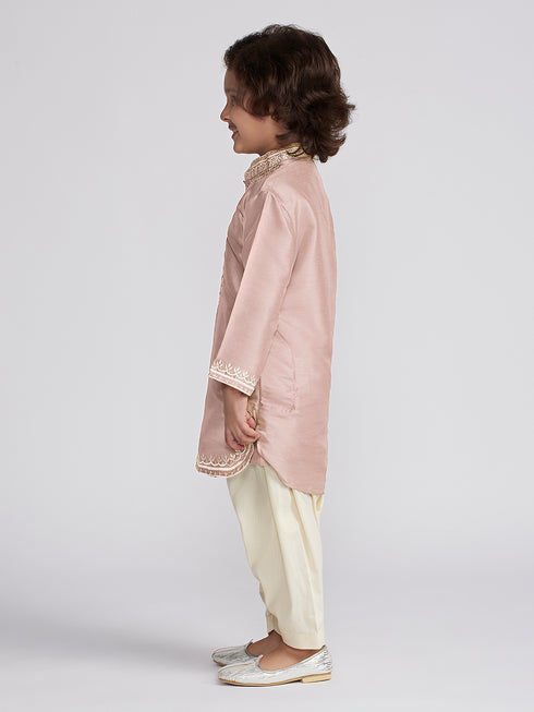 Boy's' Peach Kurta And Patiala Set