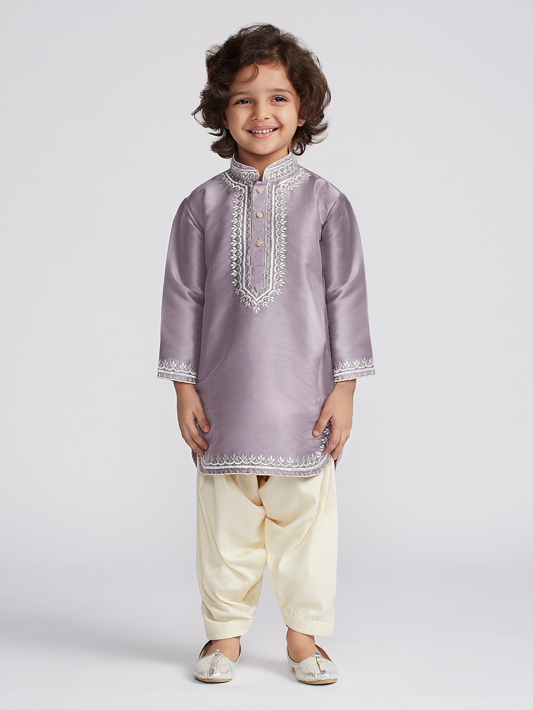 Boy's' Purple Kurta And Patiala Set