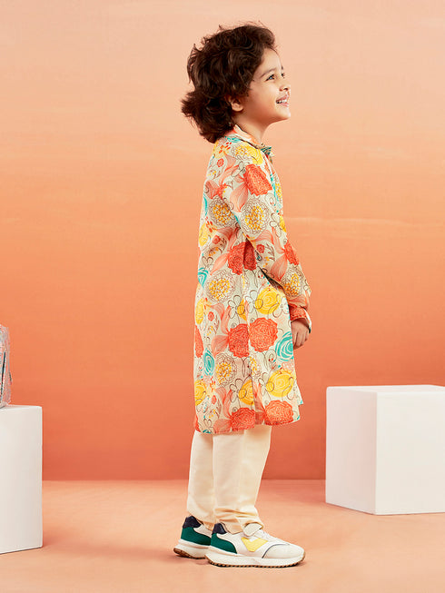 Boy's' Multicolour Kurta And Pyjama Set