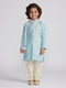 Boy's' Aqua And Cream Kurta And Pyjama Set