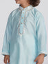 Boy's' Aqua And Cream Kurta And Pyjama Set
