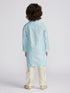 Boy's' Aqua And Cream Kurta And Pyjama Set