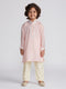 Boy's' Pink And Cream Kurta And Pyjama Set