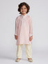 Boy's' Pink And Cream Kurta And Pyjama Set