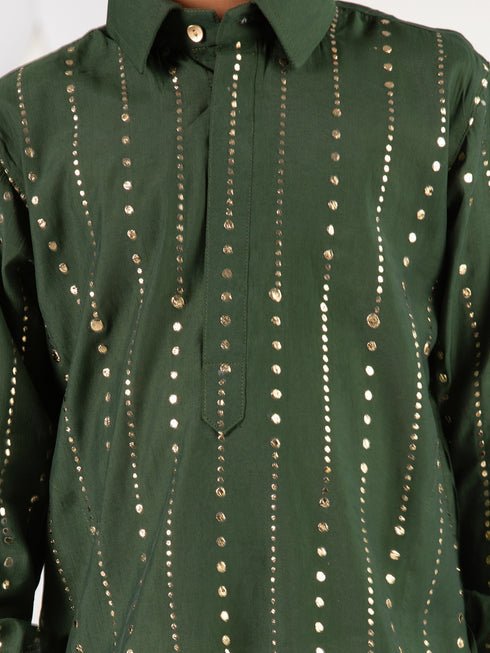 Boy's' Bottle Green Kurta And Patiala Set