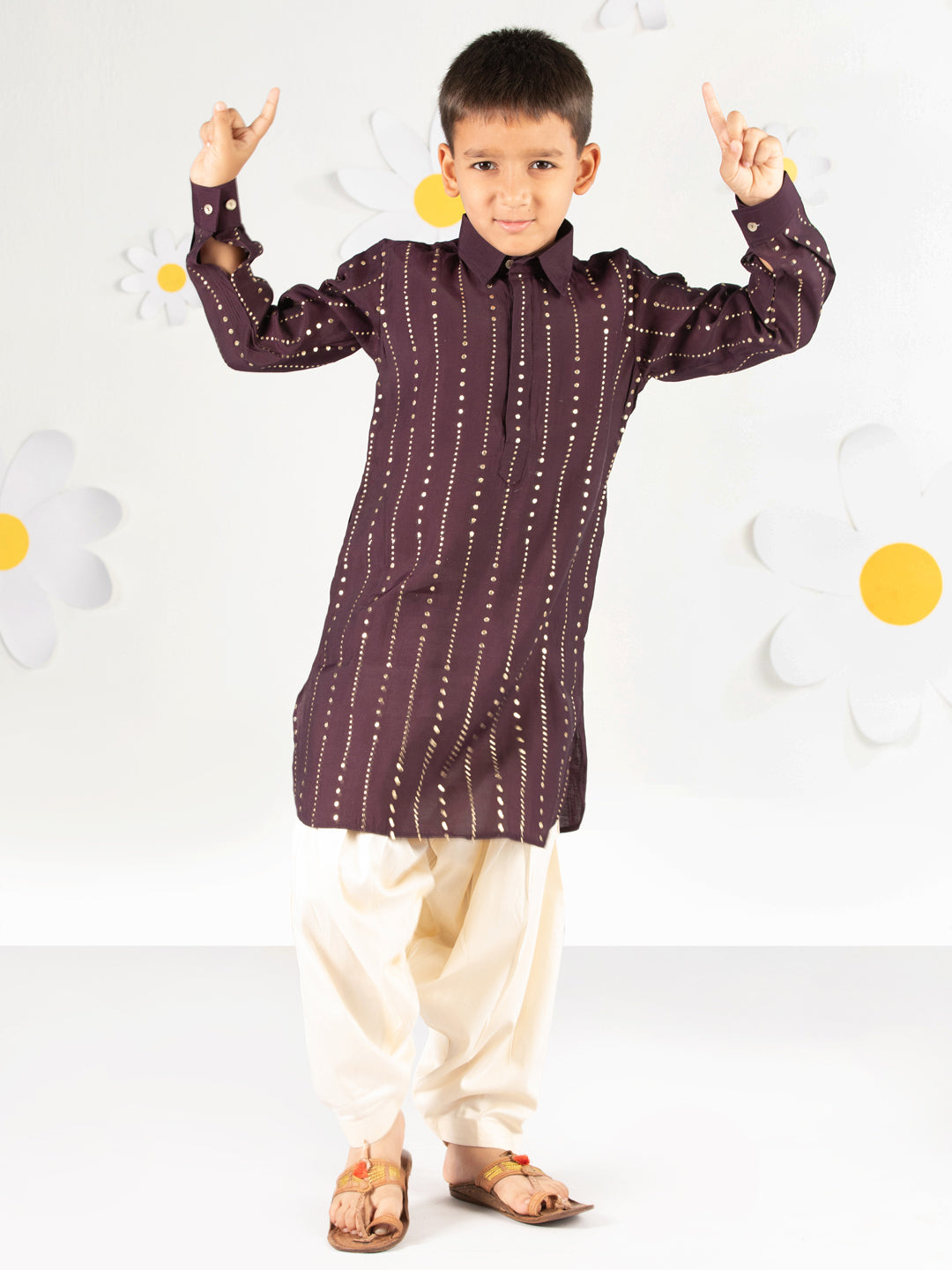 Boy's' Purple Kurta And Patiala Set