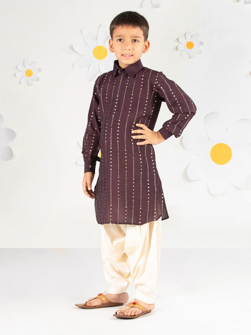 Boy's' Purple Kurta And Patiala Set