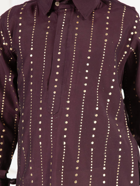 Boy's' Purple Kurta And Patiala Set