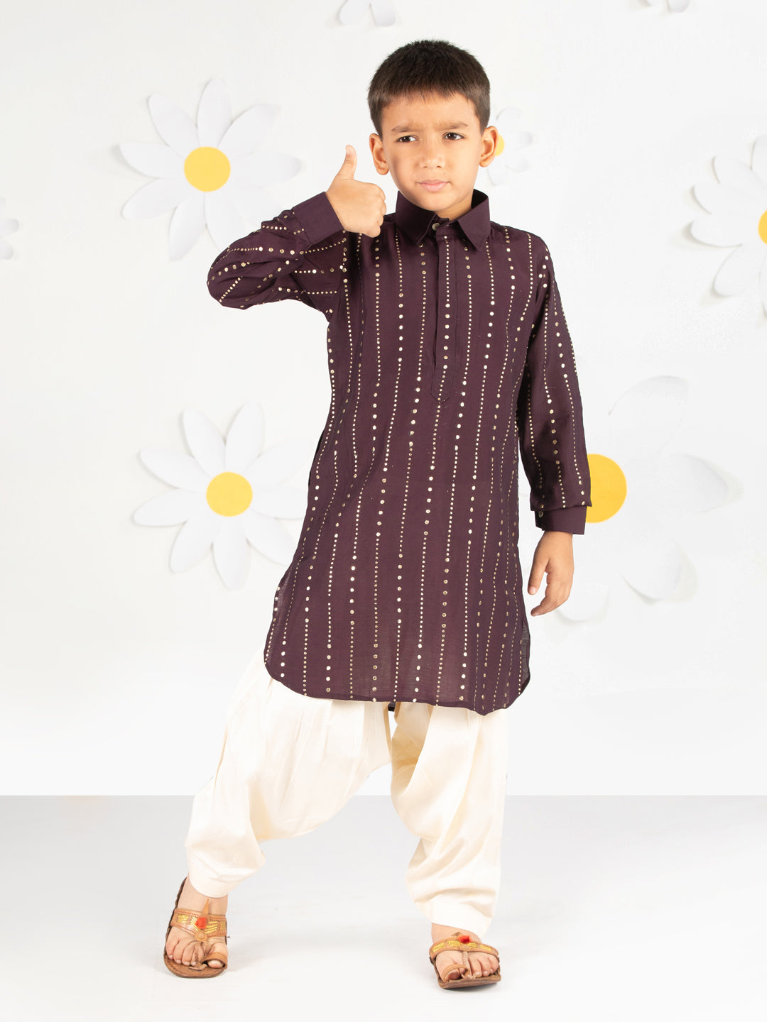 Boy's' Purple Kurta And Patiala Set