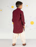 Boy's' Wine Kurta And Patiala Set