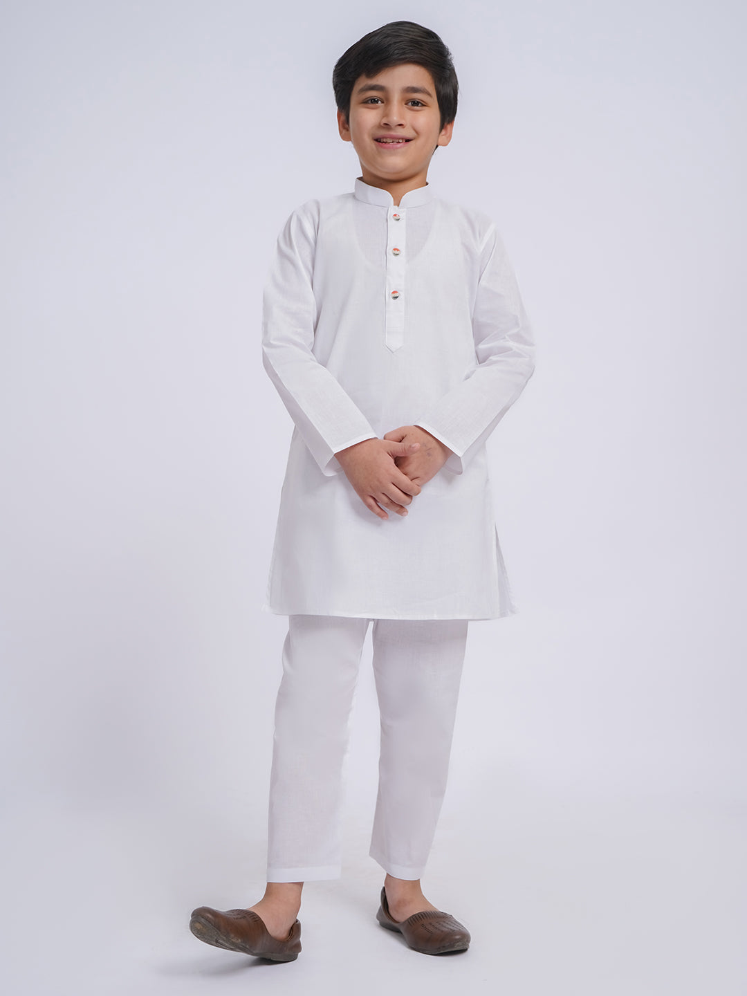 Boy's' White Kurta And Pyjama Set