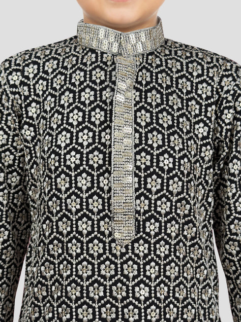 Boy's' Black Kurta And Pyjama Set