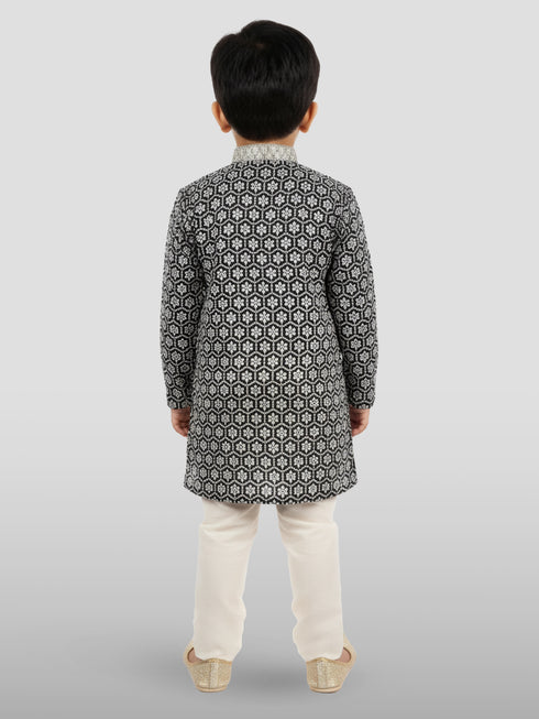 Boy's' Black Kurta And Pyjama Set