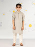 Boy's Grey Kurta Pyjama Set With Sequin Embroidery