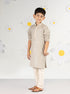 Boy's Grey Kurta Pyjama Set With Sequin Embroidery