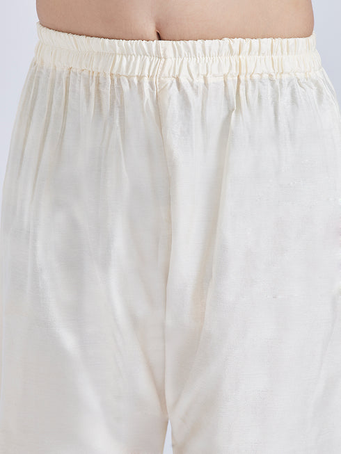 Boy's Grey Kurta Pyjama Set With Sequin Embroidery