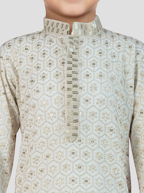 Boy's Off White Kurta And Pyjama Set