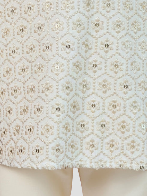 Boy's Off White Kurta And Pyjama Set