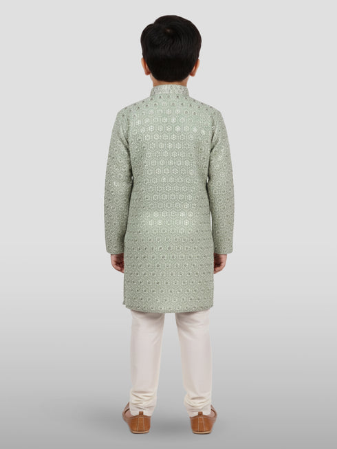 Boy's' Pista Green Kurta And Pyjama Set