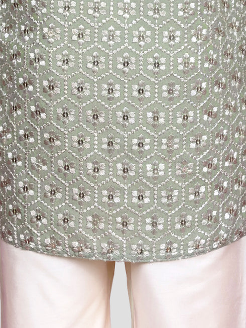 Boy's' Pista Green Kurta And Pyjama Set