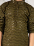 Boy's Mehendi Green Kurta Pyjama Set With Sequin Work